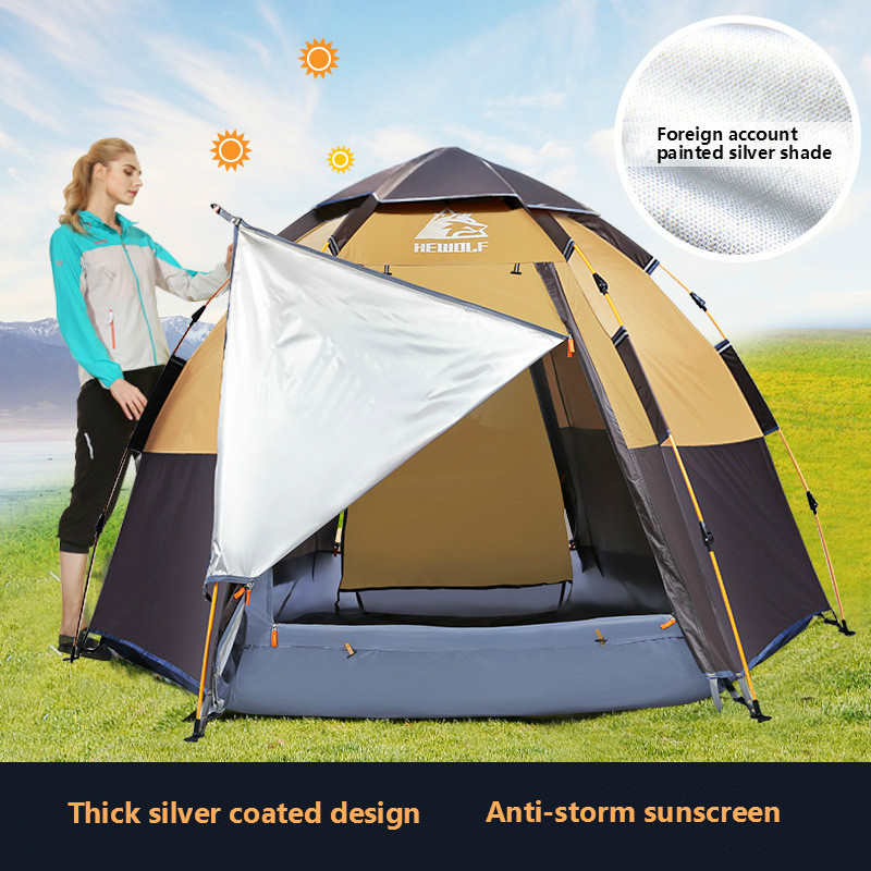 Cheap Goat Tents Hewolf Quick Automatic Open Tent 3 8 Person Double Layer Large Camping Family Outdoor Recreation Party Tents Awning Beach Tent Tents 